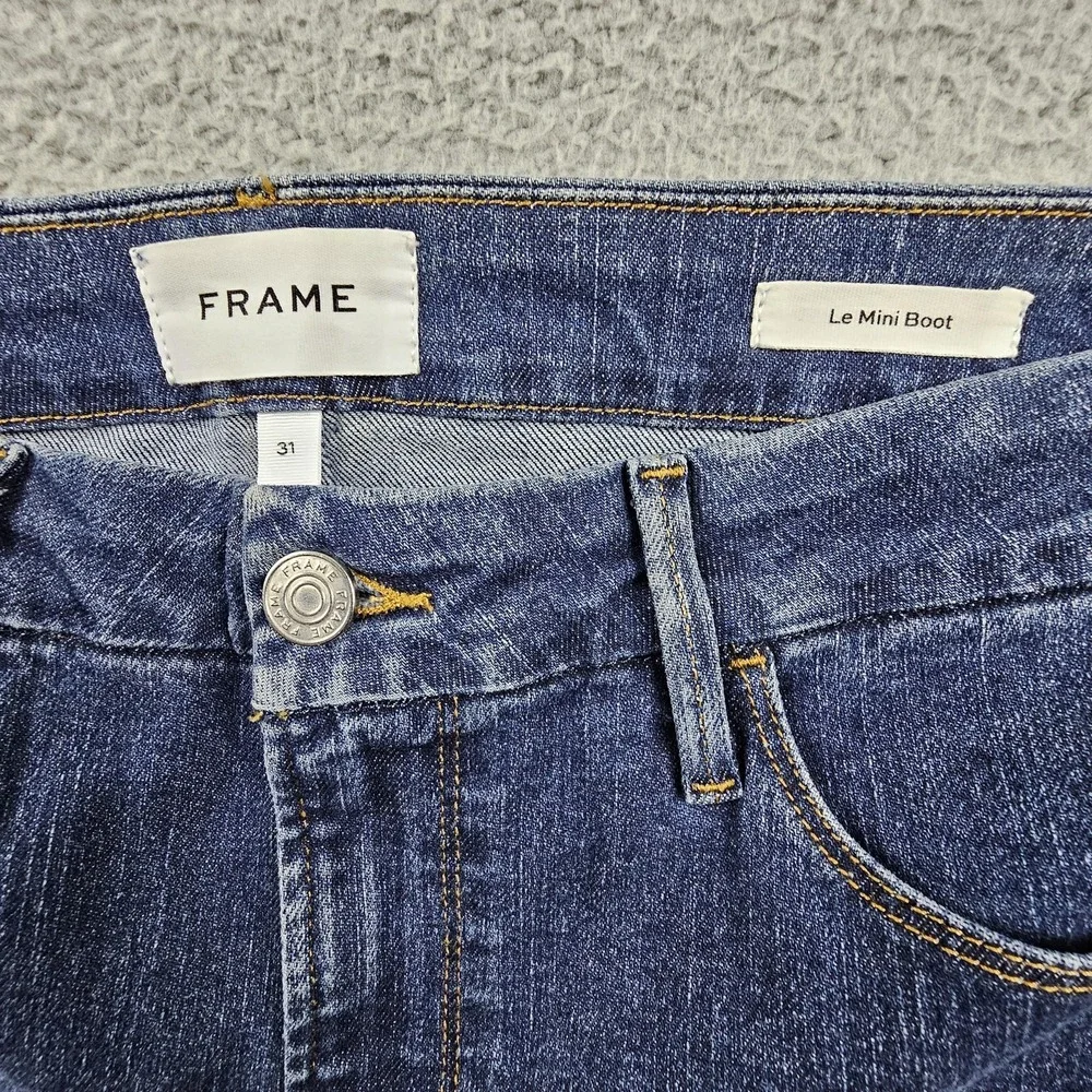 Frame Le Mini Boot Jeans Women 31 Blue Somerland Dark Wash Stretch LMB458 - Picture 5 of 9